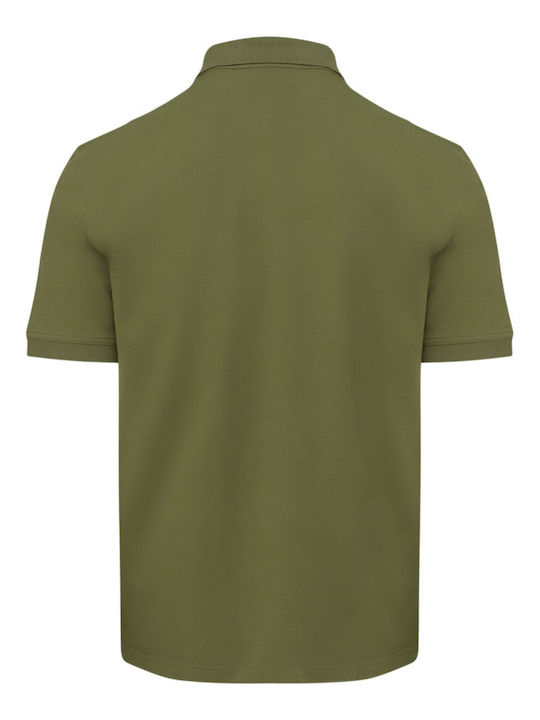 Contrast Pique Polo Short Sleeve Green Blouse