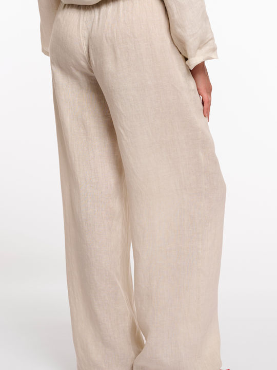 Damen Leinenhose Beige