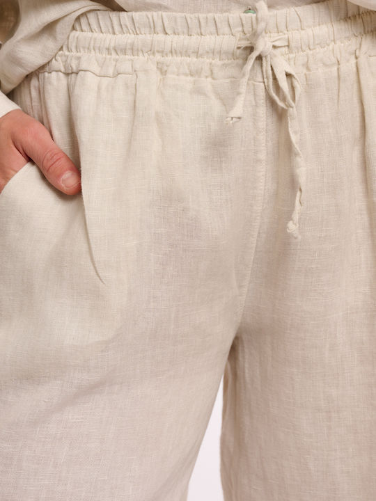 Damen Leinenhose Beige