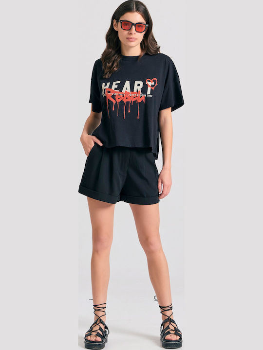 Γυναικείο Crop T-shirt Μαύρο