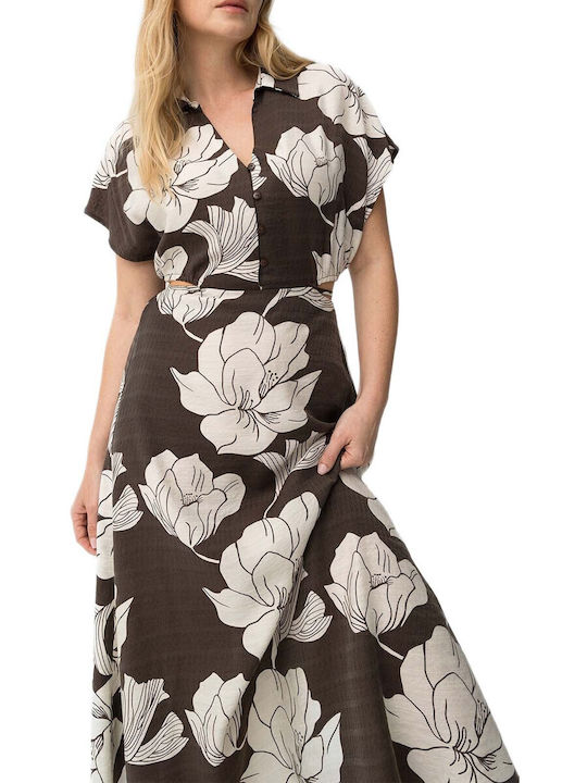 Midi Shirt Dress Brown