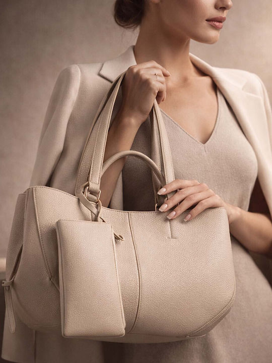 Gallantry Tote Bag Women Matching Pouch Drawstring Beige