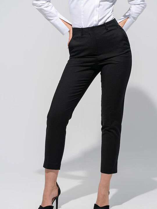 Maxina Pantaloni Dama Înaltă Talie Din Țesătură Linie Tapered Negru