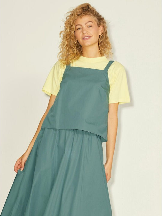 Women's Summer Blouse Cotton with Straps Light Green