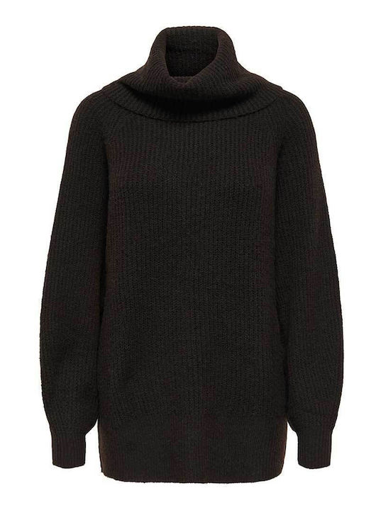 Life Women's Long Sleeve Sweater Turtleneck Dark Brown