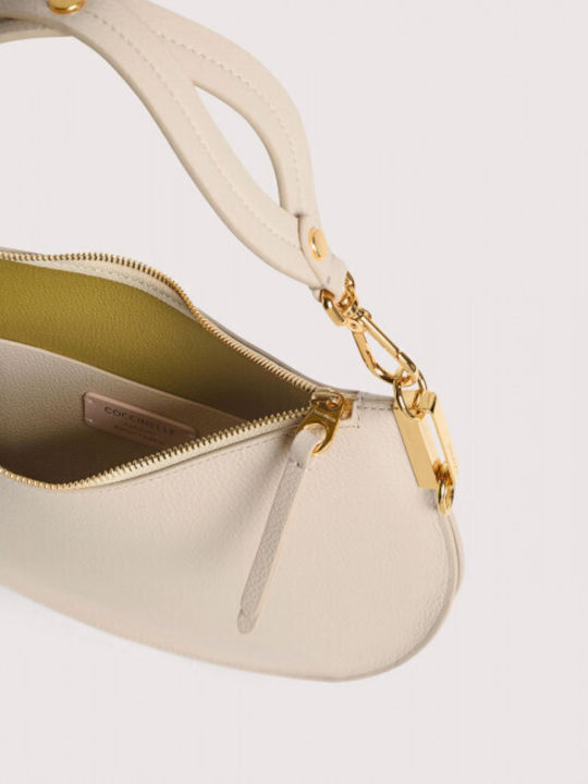 Beige Leather Women's Shoulder Bag
