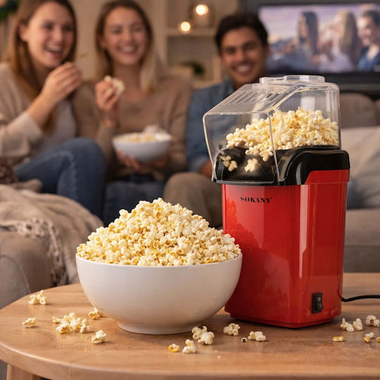 Sokany 1200W Popcornmaschine Schnelle Zubereitung Kochen Schwarz Rot