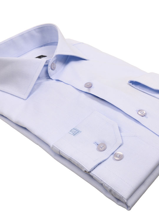 Long Sleeve Cotton Shirt in Regular Fit Light Blue