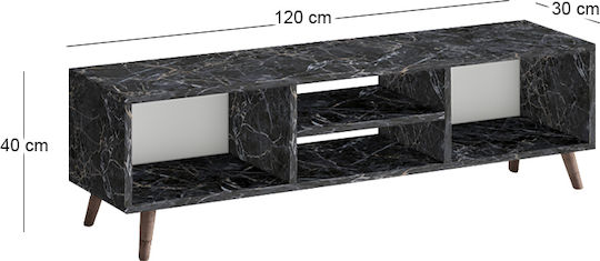 Stand TV Loren Negru Efect Marmură L120xA30xÎ40cm