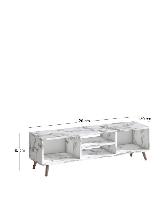 TV Stand Loren White Marble Effect L120xD30xH40cm