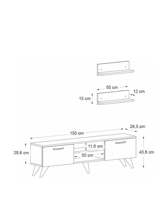 Έπιπλο Τηλεόρασης Colin Λευκό Μ150xΠ29.5xΥ40.6cm