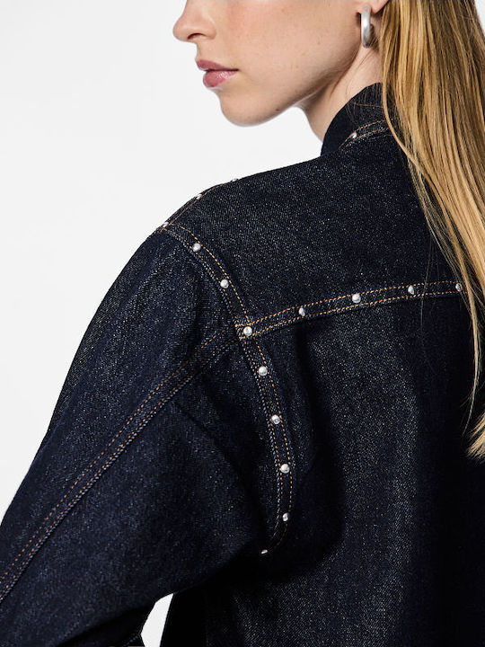 Long Sleeve Women's Denim Shirt Blue