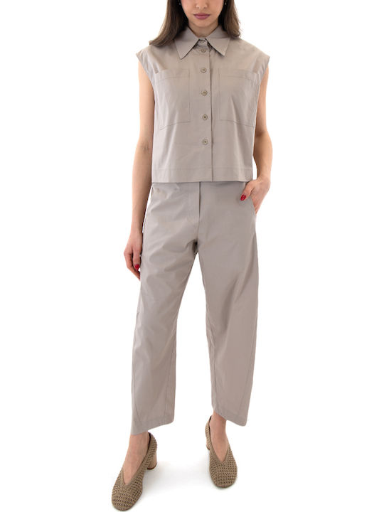 Sleeveless Women's Shirt Beige