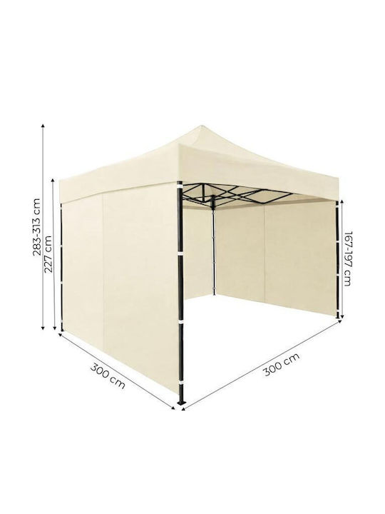 Foldable Garden Gazebo Beige 3x3m