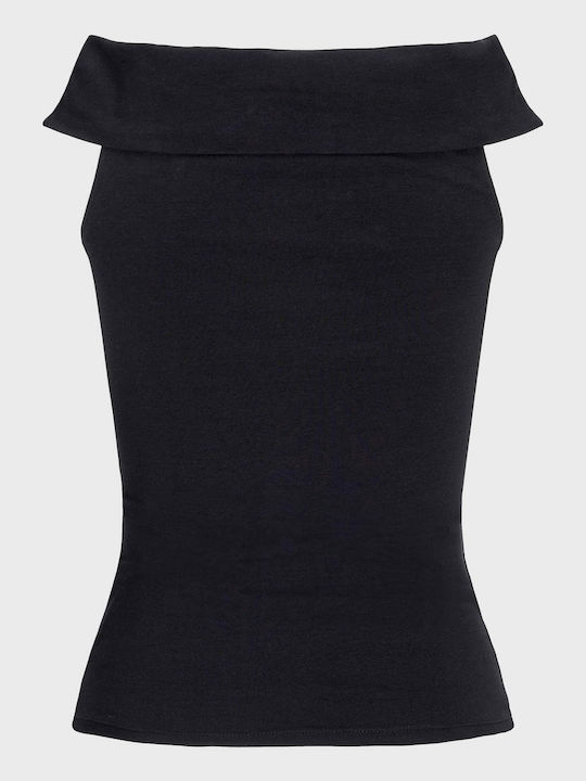 Γυναικεία Μπλούζα Βαμβακερή Off-Shoulder Μαύρο