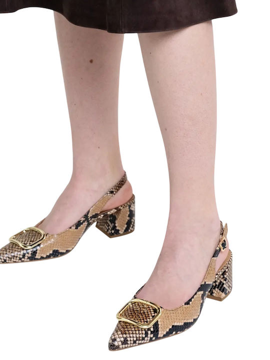 Δερμάτινες Γόβες Animal Print Καφέ
