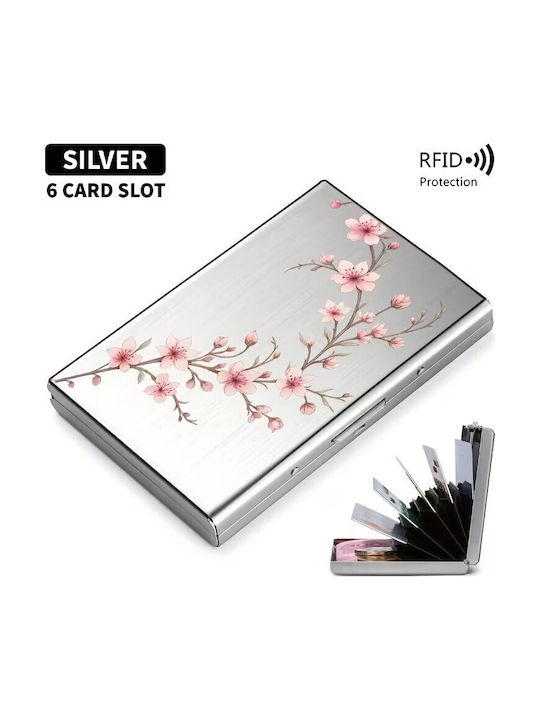 By Queen Floral Cherry Blossom Metal Card Holder