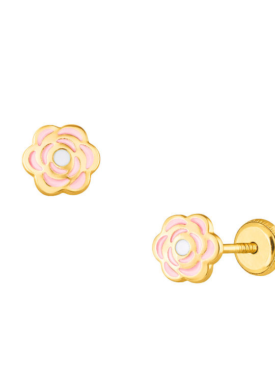 Cercei Fetite Studs Flori Din Aur 9K