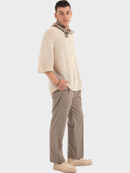 Men's Trousers Elastic in Loose Fit Taupe PA3691 SS26 Taupe