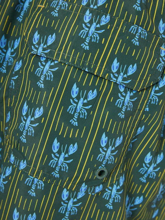 Men's Swimwear Shorts Green with Prints