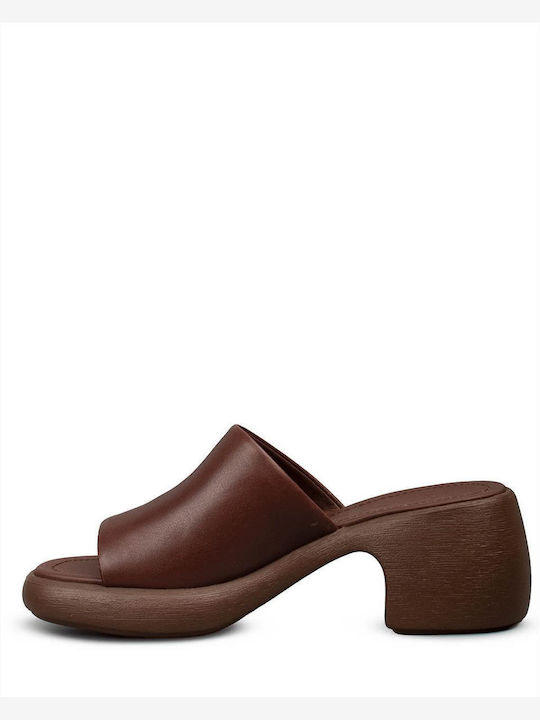 Mules with Heel in Brown Colour