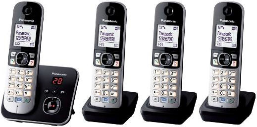 Panasonic KX-TG6824 Ασύρματο Τηλέφωνο Quad Μαύρο