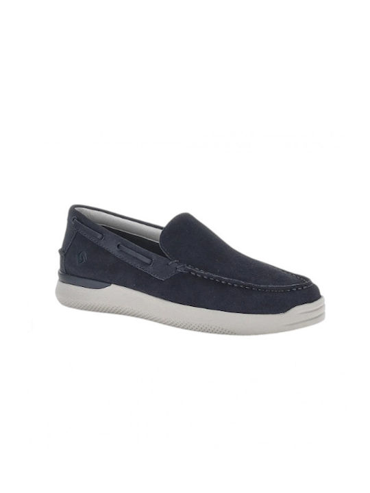 Suede Men's Moccasins in Blue Color