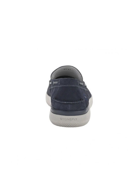 Suede Men's Moccasins in Blue Color