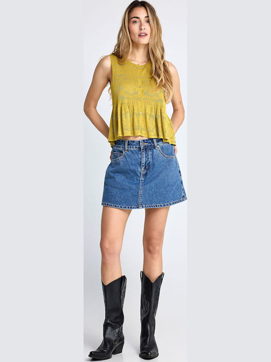 Women's Sleeveless Yellow Blouse