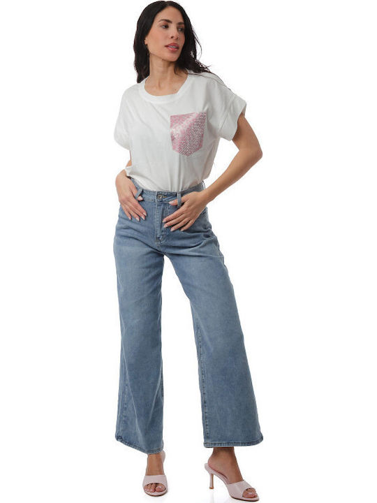 High Rise Women's Jean Pants in Wide Leg Style