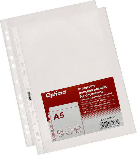Optima Prod Kunststoff Schutzfolie A5 Dokumente 50 Mikron 100 Stück Set Optima Classic Kristall