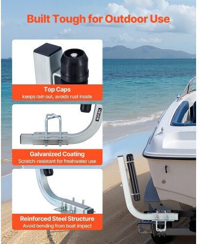 Vevor Boat Trailer Guides 470 Mm/520 Mm Height Adjustable Trailers Guide 2pcs Thickened High-duty Steel Trailer Guide-ons Smooth Roller Guidance V-hull Boats Small To Mid-size Boats
