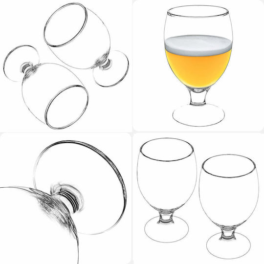 Kadax Set of Glasses for Water Beer and Cocktail Colonna Glass 370ml 2 Pieces