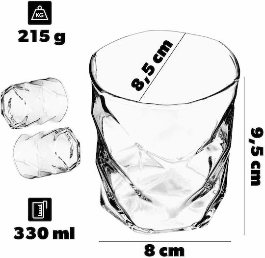 Kadax Set Glasses Water Whiskey Glass 330ml 2 Pieces