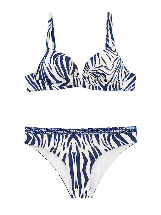Damen Bikini-Set Bandeau Drapiert Blau Damen Bikini-Set Bandeau Drapiert Blau
