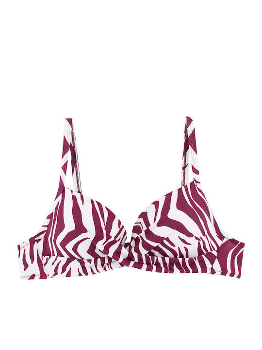 Costum de Baie Bikini cu Balenă Drapat Burgundy Damă