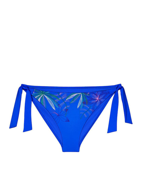 Sommer Set Bikini Brasil Blumen Blau