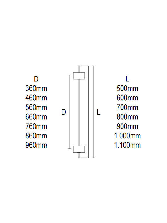 Viometale Front Door Handle with Plate Left 500mm (Distance Between Lock Centers 360mm) Matte Stainless Steel
