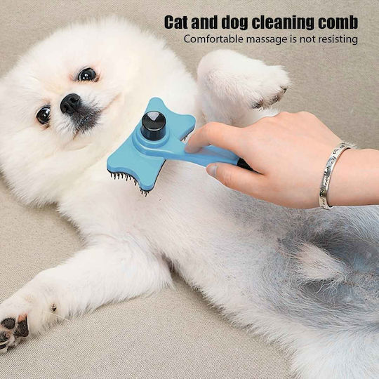 Silicone Brush Pet Hair Care 7.5x12.5cm Light Blue