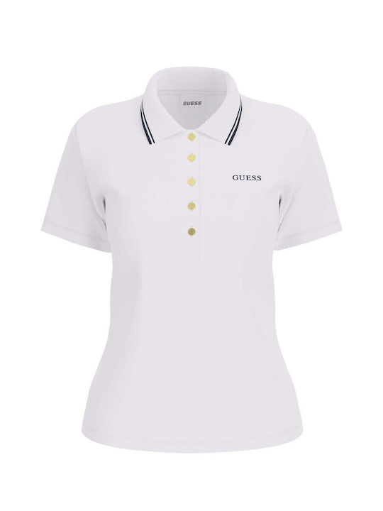 Damen Polo Bluse Kurzärmelig Weiß