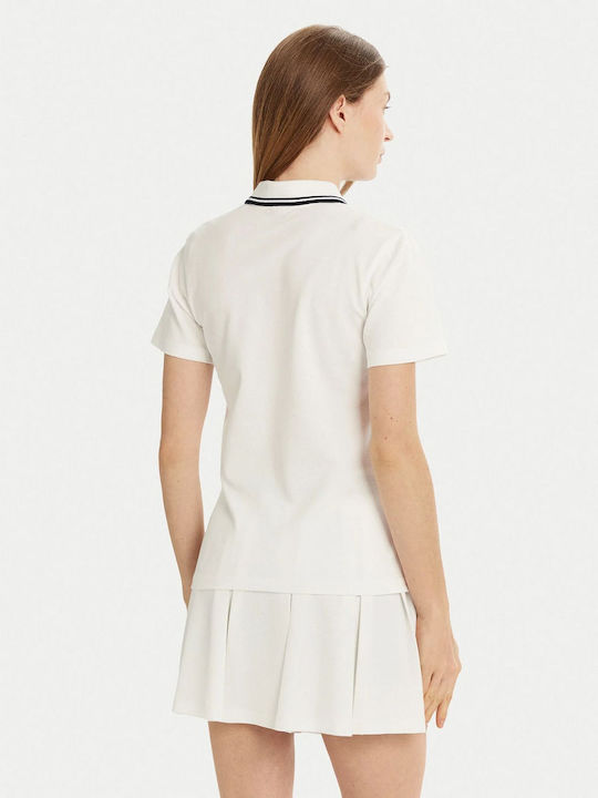 Damen Polo Bluse Kurzärmelig Weiß