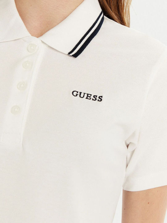 Damen Polo Bluse Kurzärmelig Weiß