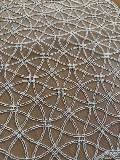 Linea Home Checkered Tablecloth with Lace Tidal White 100x100cm
