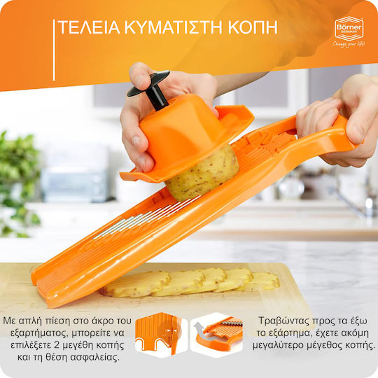 Borner Kitchen Cutting & Slicing Tools PowerLine Wavy Slicer with Safety Handle Orange