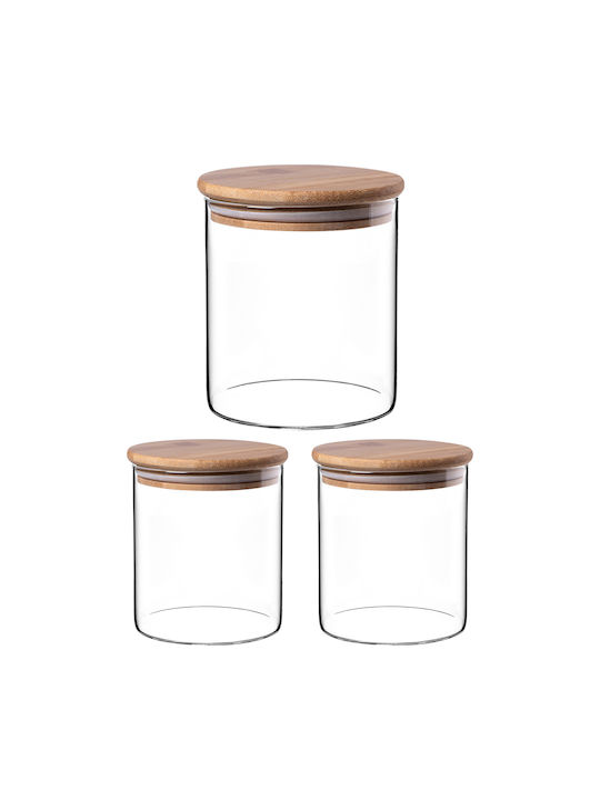 Kadax Set 3 Bucăți Vaze Cereale Cu Capac Sticlă Transparentă 800ml 3 Bucăți