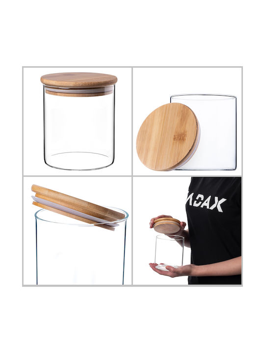 Kadax Set 3 Bucăți Vaze Cereale Cu Capac Sticlă Transparentă 800ml 3 Bucăți