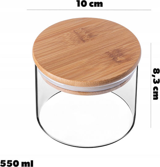 Kadax Βάζο Δημητριακών με Καπάκι Γυάλινο Διάφανο 550ml