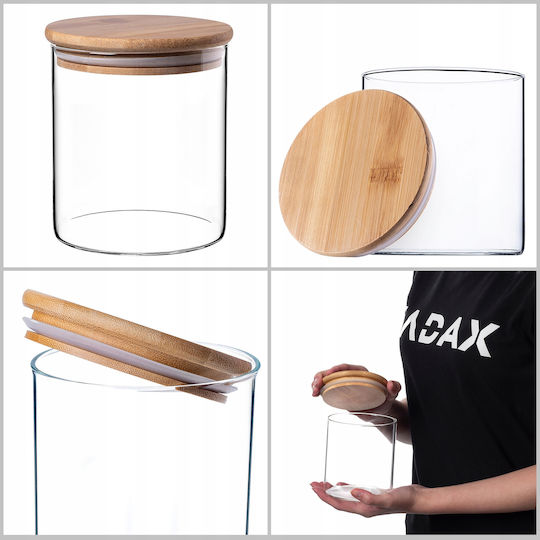 Kadax Vază Cereale cu Capac Sticlă Transparentă 800ml