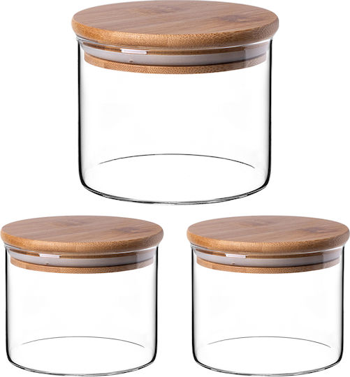 Kadax Set of 3 Glass Transparent Cereal Jars with Lid 550ml 3 Pieces