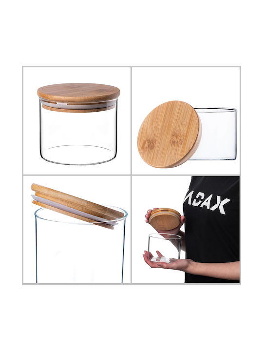Kadax Set 3 Stück Getreidegläser mit Deckel Glas Transparent 550ml